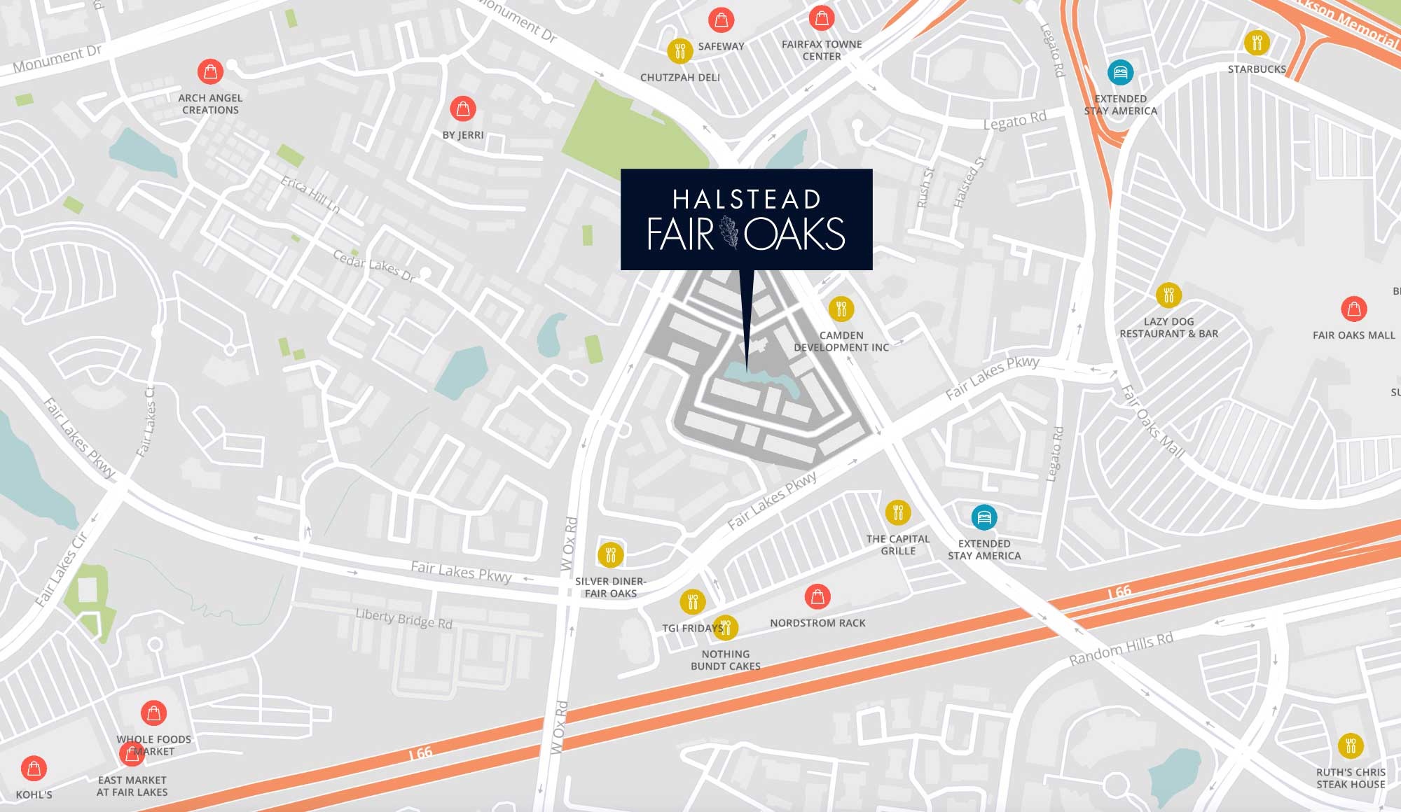 Map of area surrounding Falstead Fair Oaks 