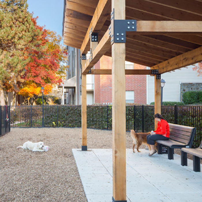 Outdoor pet area with canopy at Halstead Fair Oaks