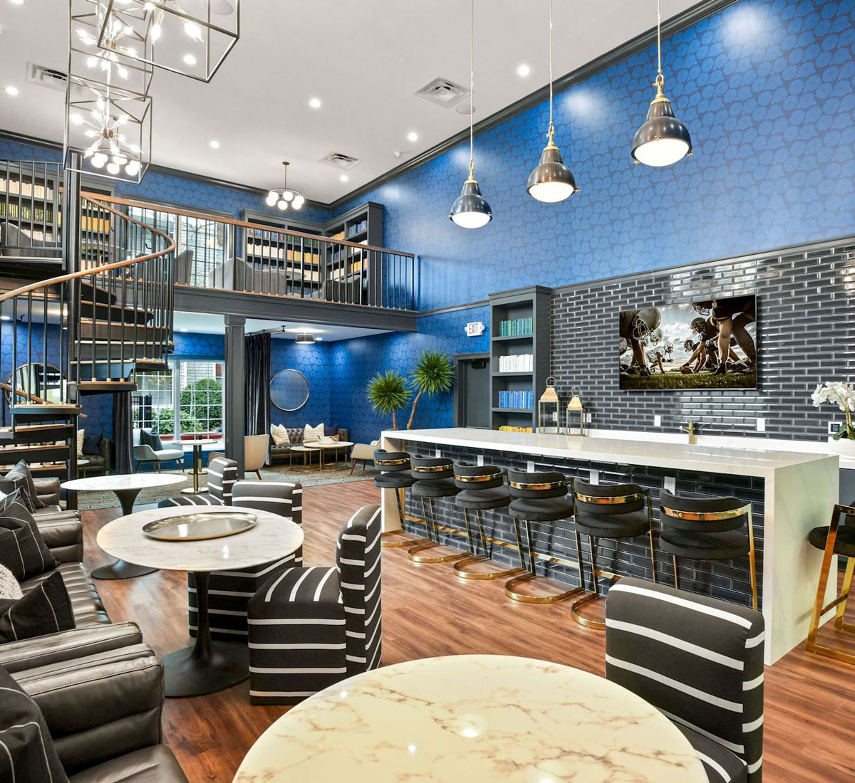 Industrial style outdoor area with wicker lounge furniture